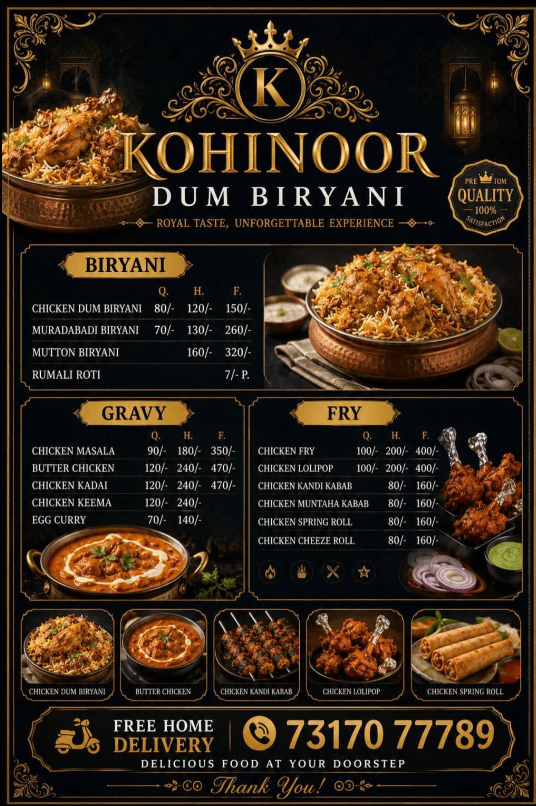 Menu photograph 1 for Kohinoor Dum Biryani